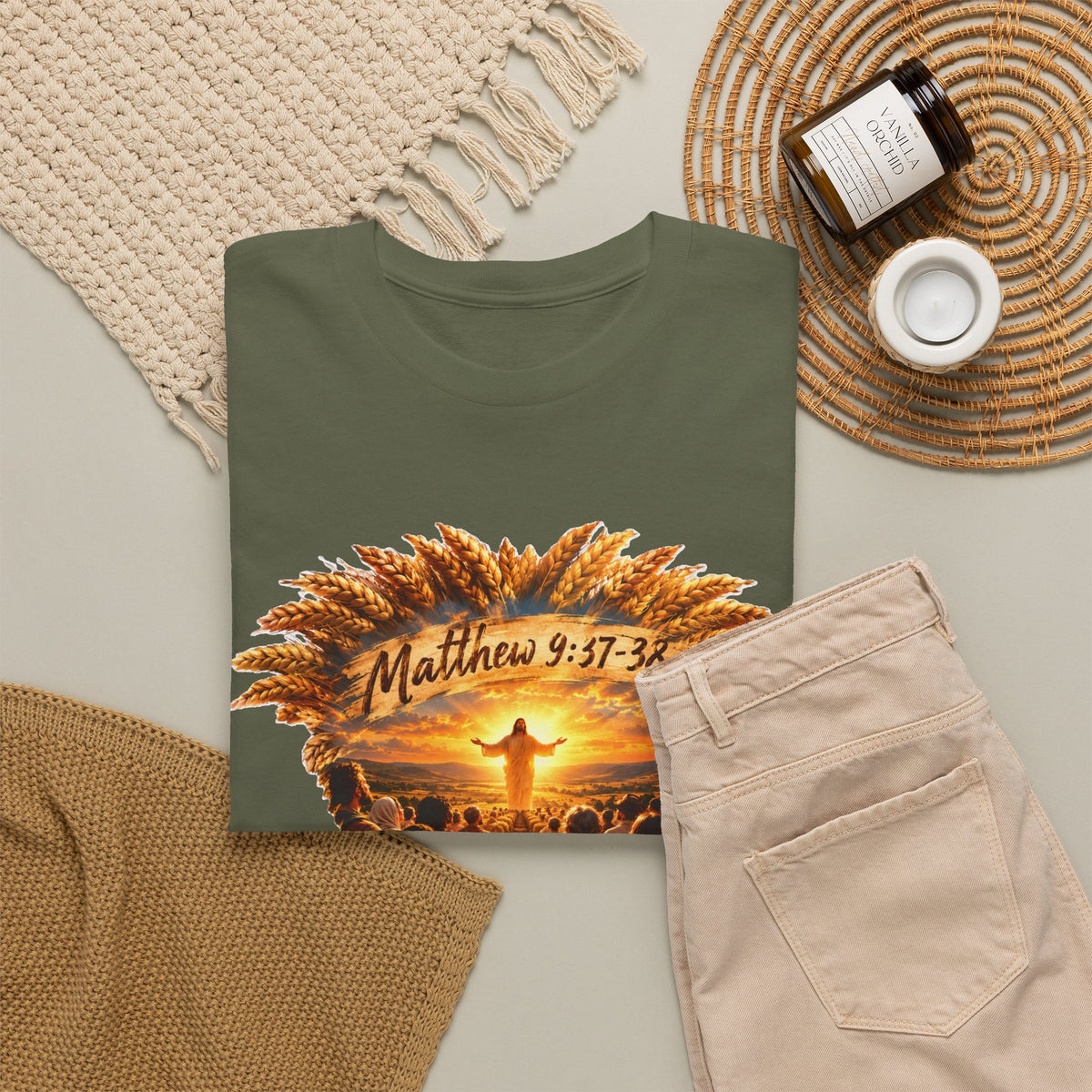 Harvest Fall Christian Faith Wheat Design