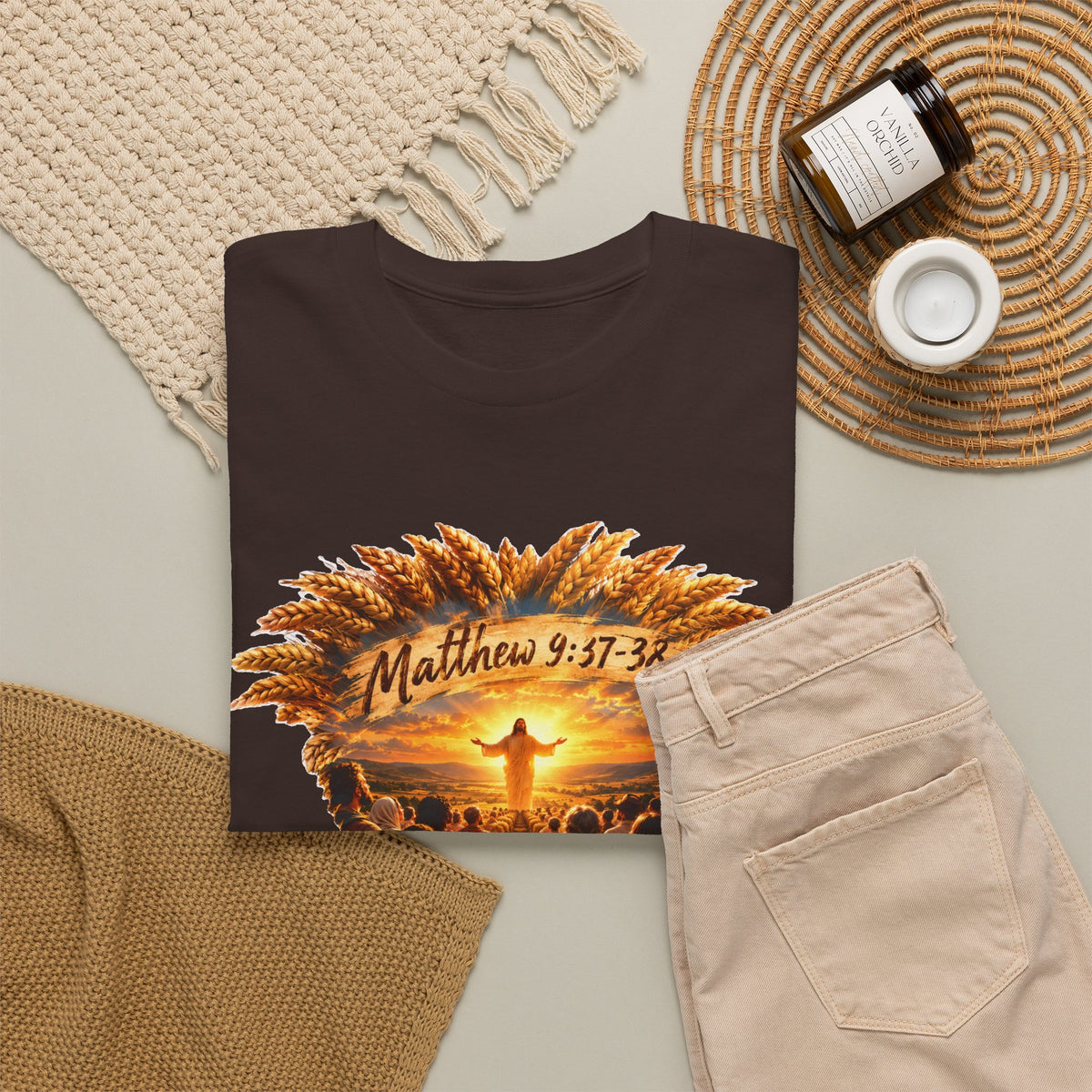 Harvest Fall Christian Faith Wheat Design