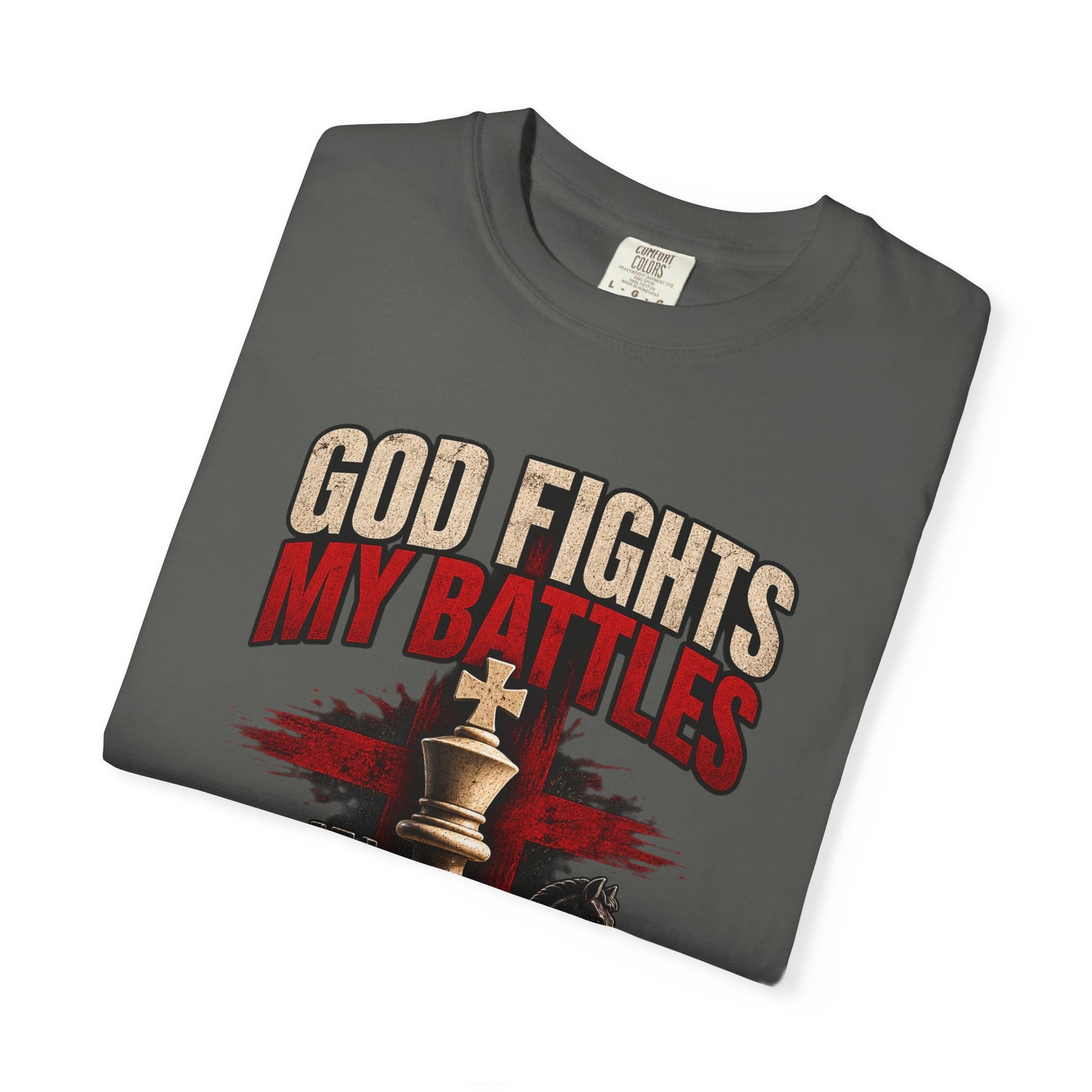 Christian Chess T-Shirt — "God Fights My Battles" Inspirational Faith Graphic Tee