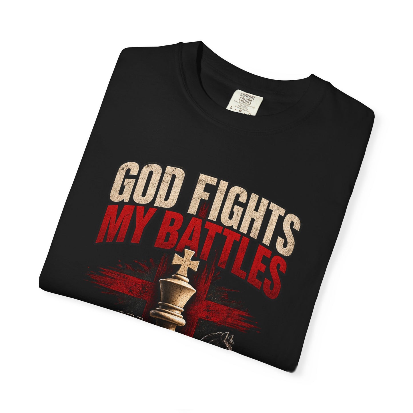 Christian Chess T-Shirt — "God Fights My Battles" Inspirational Faith Graphic Tee