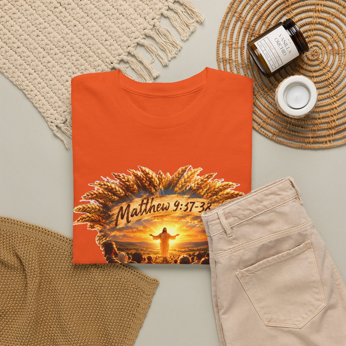 Harvest Fall Christian Faith Wheat Design