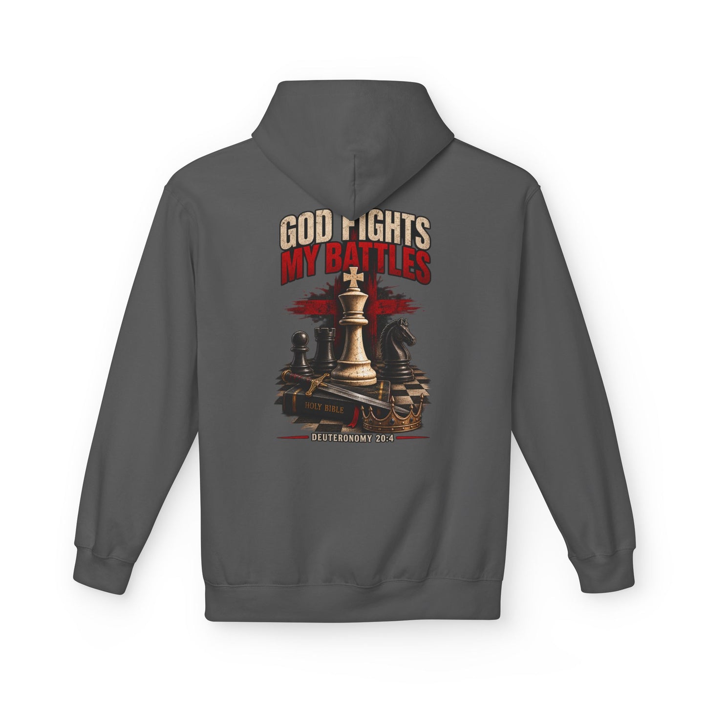 God Fights My Battles Hoodie — Christian Chess King Design