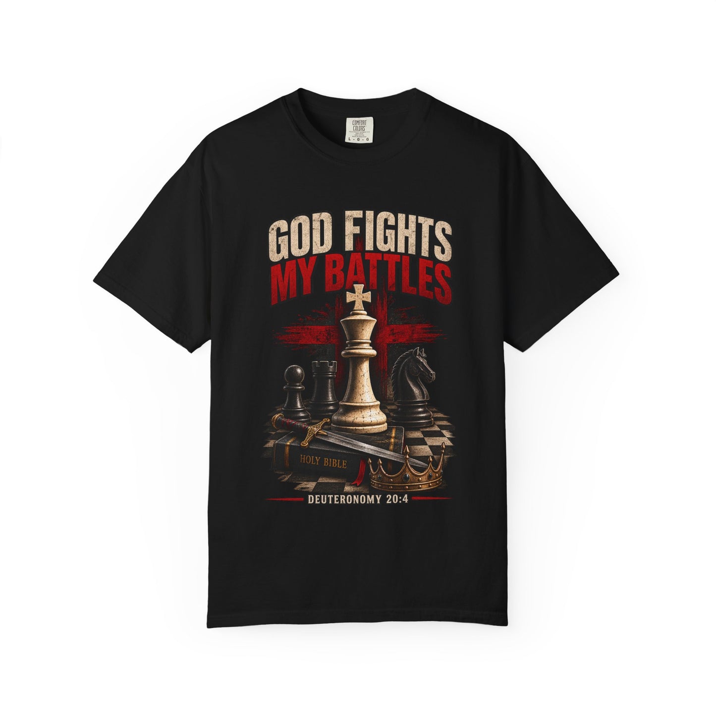 Christian Chess T-Shirt — "God Fights My Battles" Inspirational Faith Graphic Tee