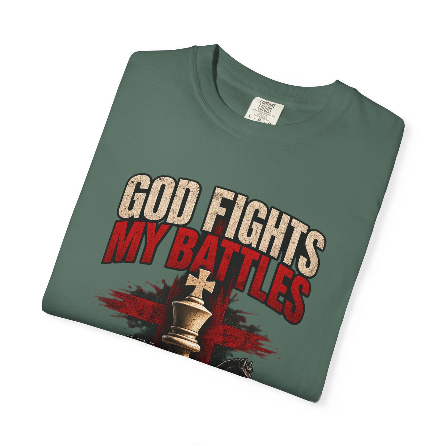 Christian Chess T-Shirt — "God Fights My Battles" Inspirational Faith Graphic Tee