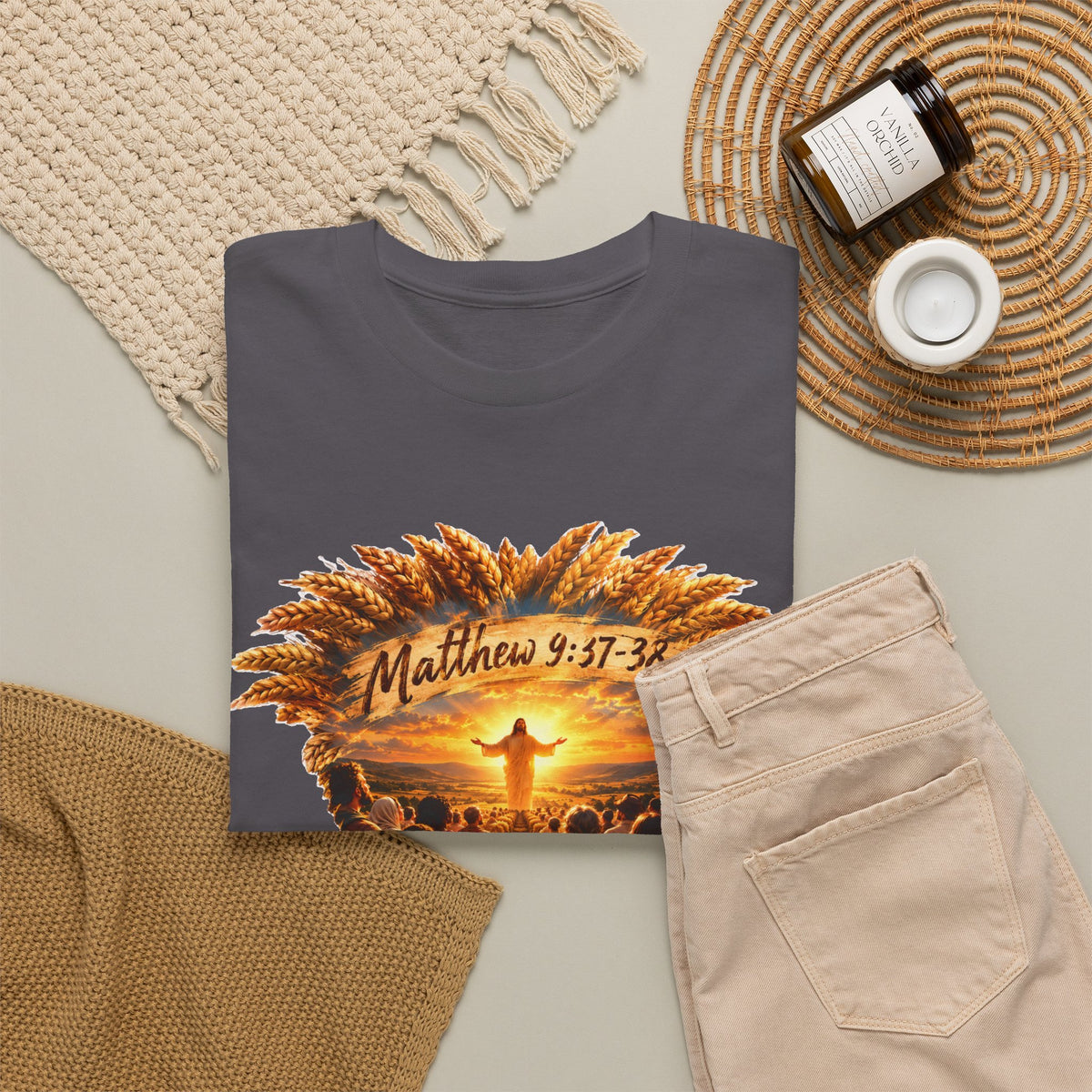 Harvest Fall Christian Faith Wheat Design