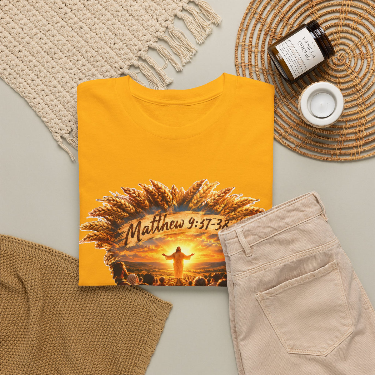 Harvest Fall Christian Faith Wheat Design