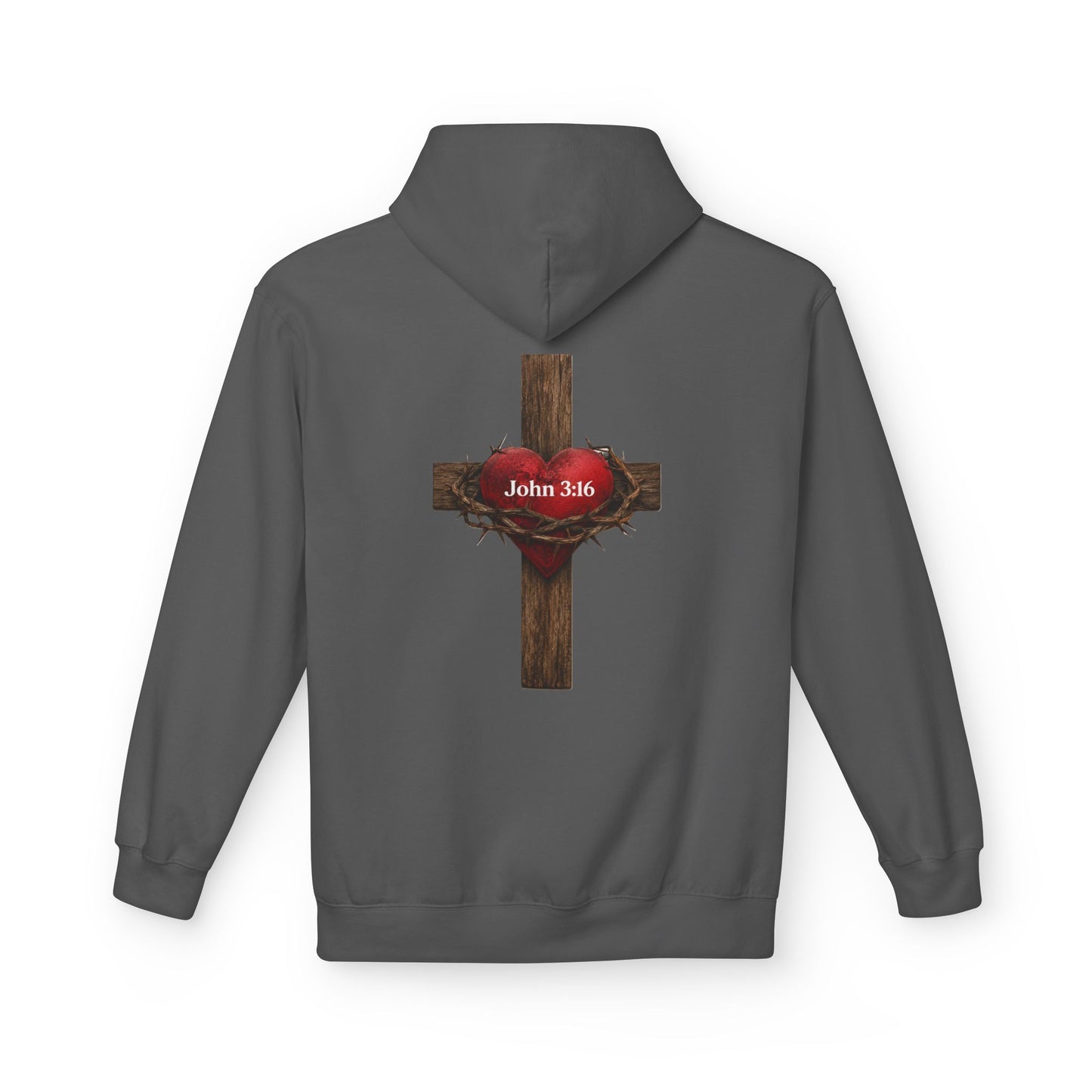 Christian Cross Hoodie with Crown of Thorns & "John 3:16" Graphic