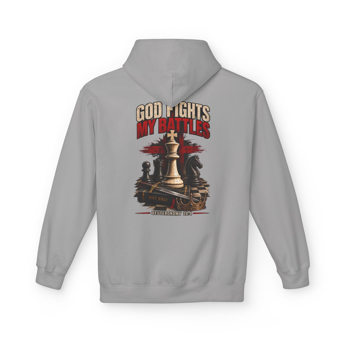 God Fights My Battles Hoodie — Christian Chess King Design