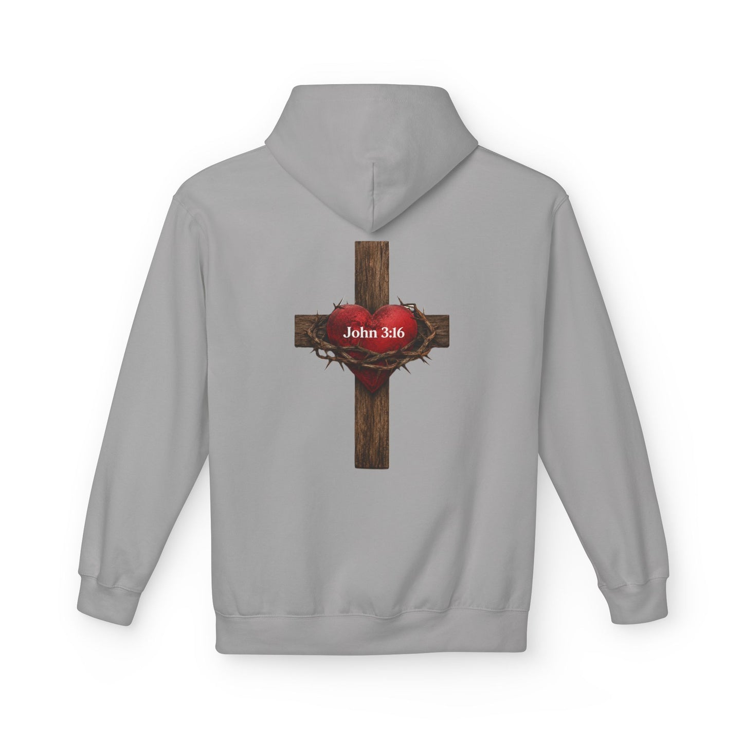 Christian Cross Hoodie with Crown of Thorns & "John 3:16" Graphic