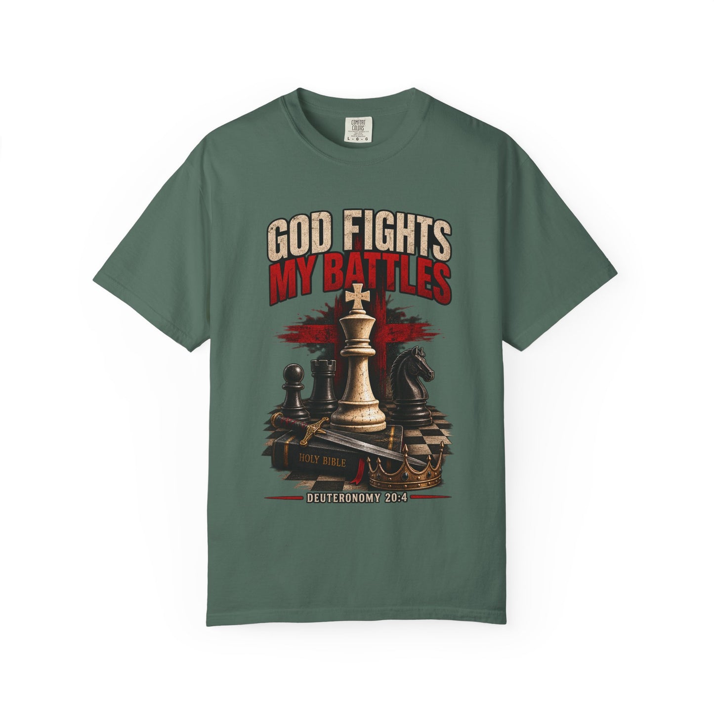 Christian Chess T-Shirt — "God Fights My Battles" Inspirational Faith Graphic Tee