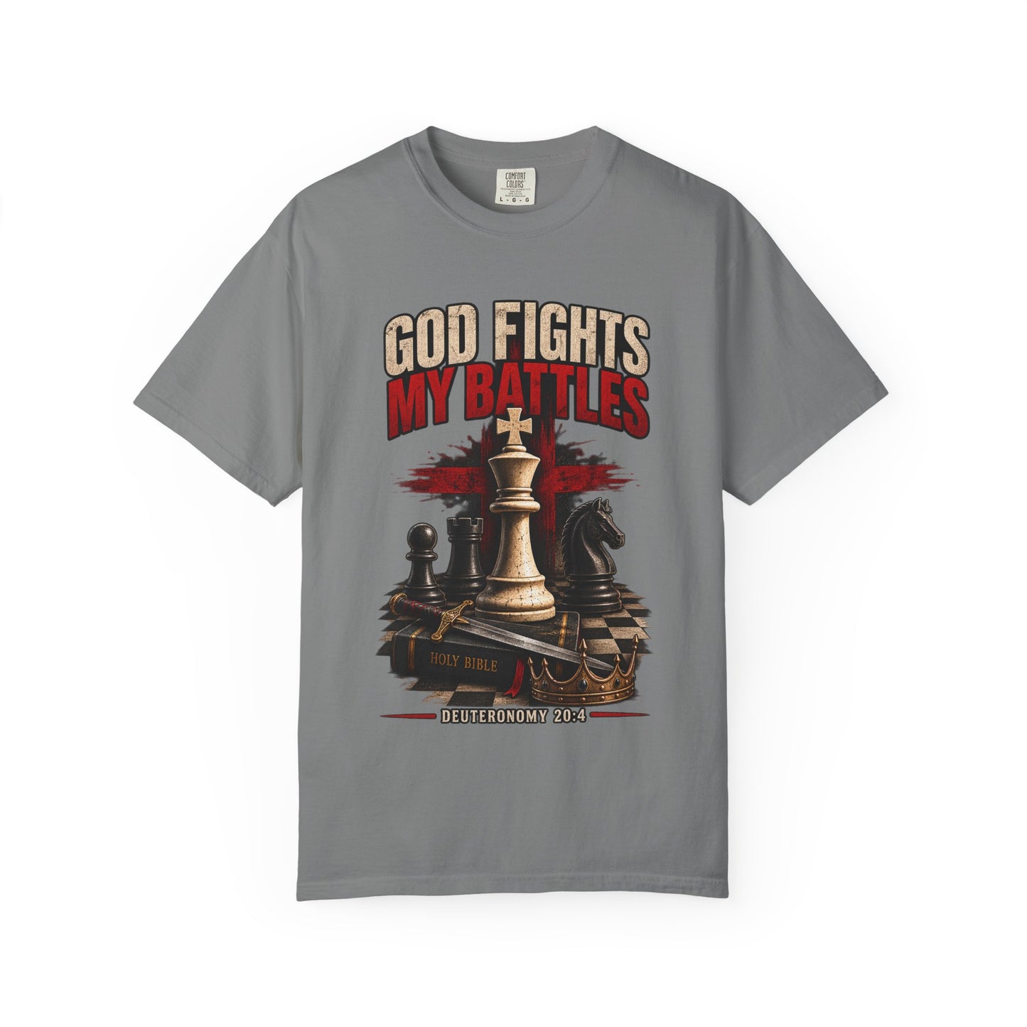 Christian Chess T-Shirt — "God Fights My Battles" Inspirational Faith Graphic Tee