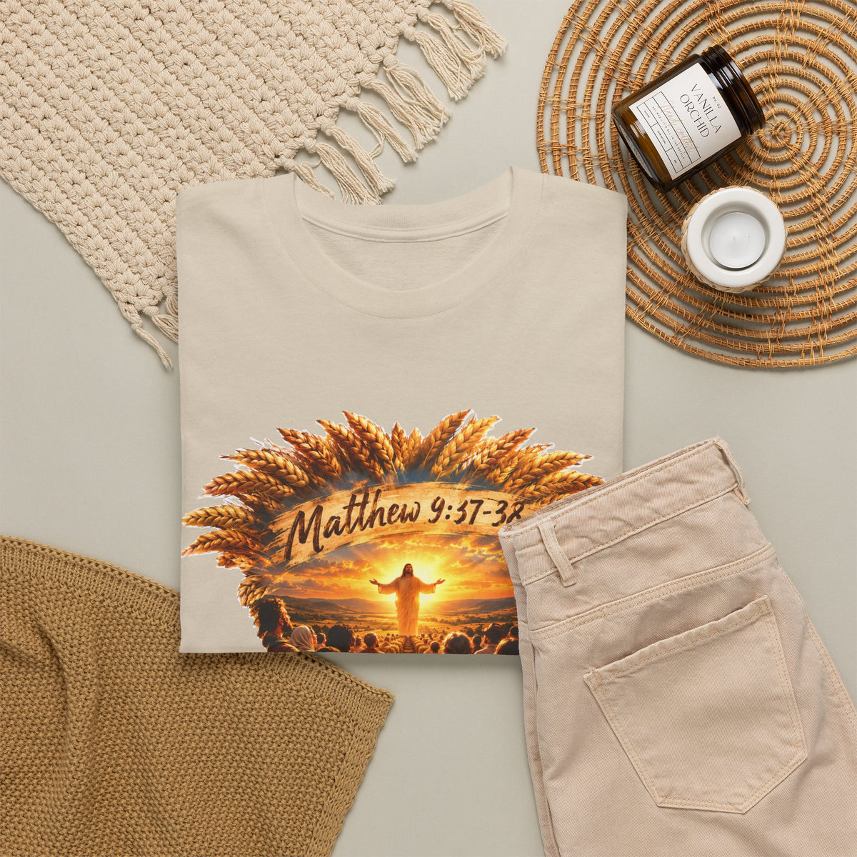Harvest Fall Christian Faith Wheat Design